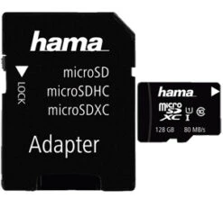 Hama 128GB MicroSDXC UHS Class 1 UHS-I 80MB|sec + SD Adapter