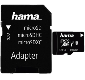 Hama 128GB MicroSDXC UHS Class 1 UHS-I 80MB|sec + SD Adapter 2 Hama 128GB MicroSDXC UHS Class 1 UHS-I 80MB|sec + SD Adapter