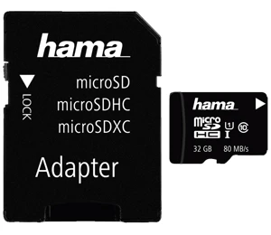Hama 32GB MicroSDHC UHS Class 1 UHS-I 80MB|sec + SD Adapter 3 Hama 32GB MicroSDHC UHS Class 1 UHS-I 80MB|sec + SD Adapter