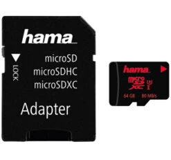 Hama 64GB Micro SDHC UHS Class 3 UHS-I 80MB|sec + SD Adapter