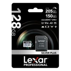 Lexar Pro Silver Plus 128GB MicroSDXC Card + SD Adapter (205MB/s)